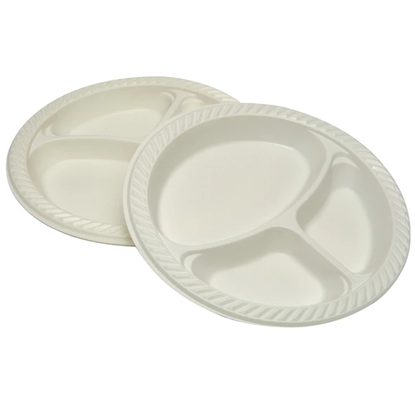 Propack Üç Bölmeli Plastik Tabak 10'lu 26 Cm