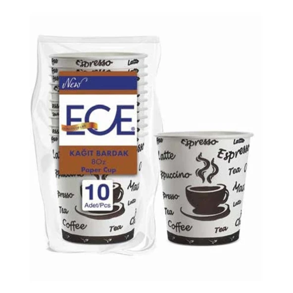 Ece Party 8 Oz Karton Bardak 10'lu (EPK683)