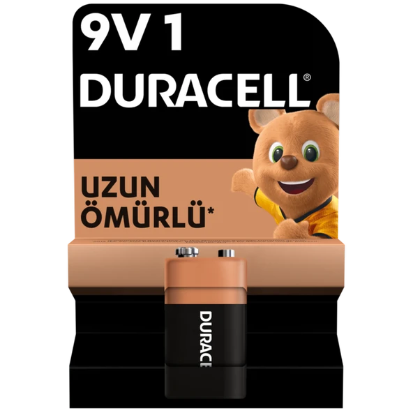 Duracell Alkalin 9V Pil, (6LR61 / MN1604), 1'li Paket