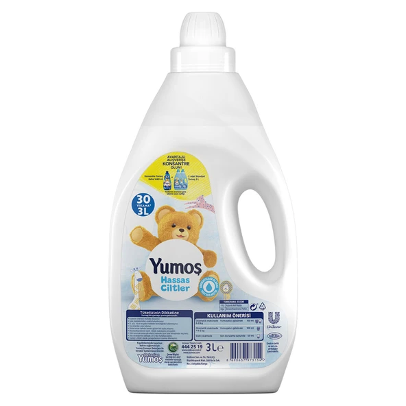 Yumoş Yumuşatıcı Hassas Ciltler İçin 3000 ML 30 Yıkama
