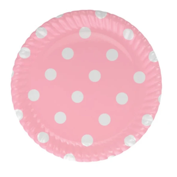 Roll-Up Karton Tabak 8'li Pembe Puantiyeli 23 Cm