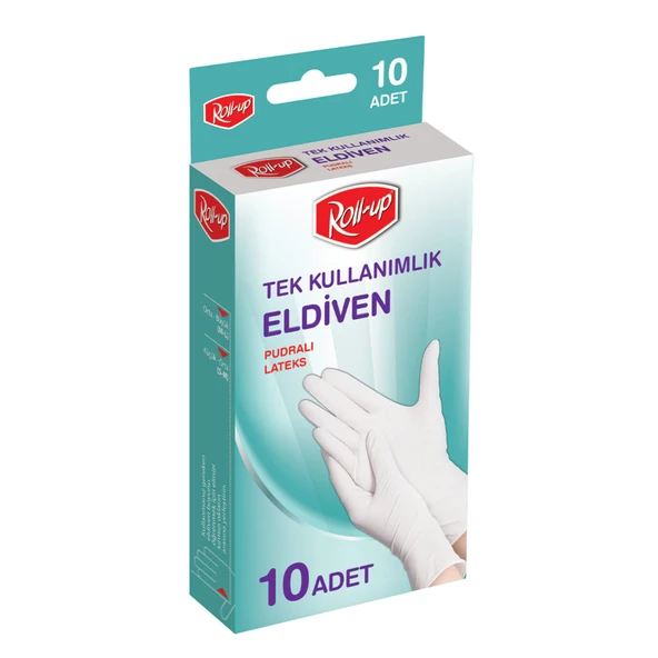 Roll-up Pudralı Latex Eldiven 10'lu ürün görseli