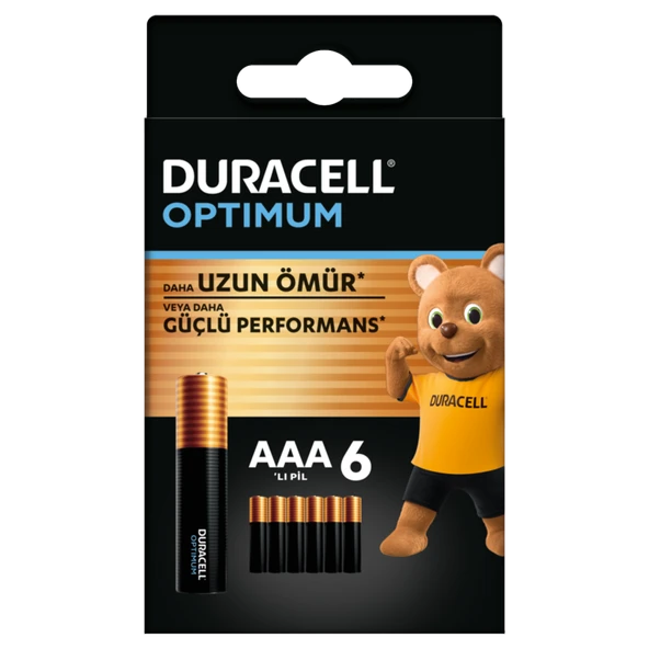 Duracell Optimum AAA Alkalin İnce Kalem Pil 1,5 V (LR03 / MN2400) 6’lı Paket