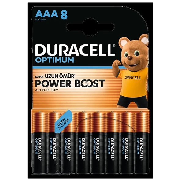 Duracell Optimum Powerboost AAA İnce Kalem Pil 8'li