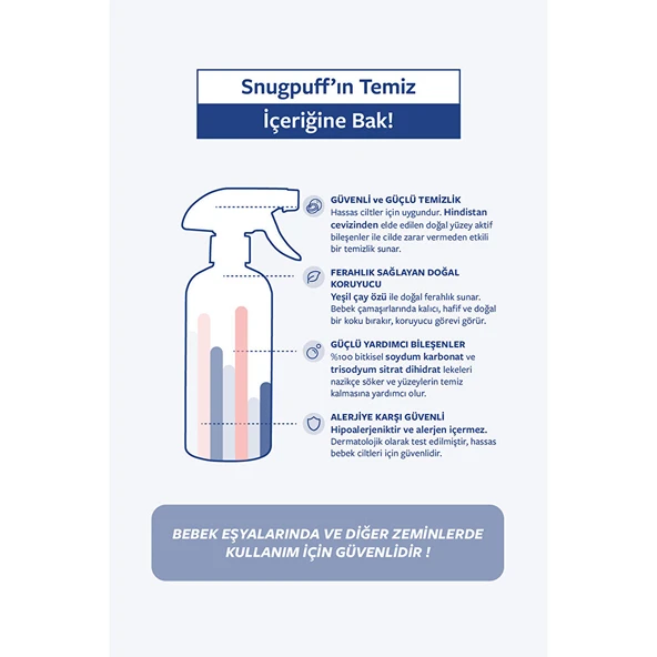 Bitkisel Bebek Yüzey  Oyuncak Leke Çıkarıcı Sprey, Hipoalerjenik Vegan Çok Amaçlı 500ml - 3
