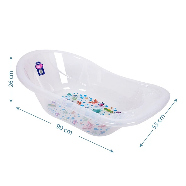 Şeffaf Desenli Bebek Banyo Giderli Küvet