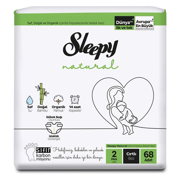 Sleepy Natural Jumbo Paket 2 Beden Mini 3-6 Kg 68'li