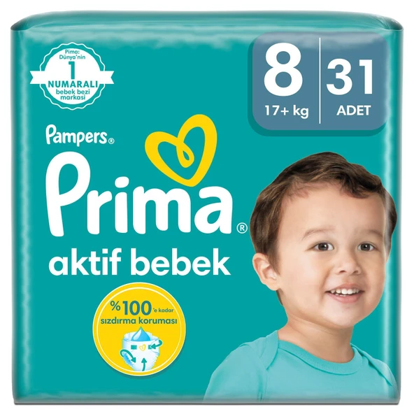 Prima Aktif Bebek Ekonomik Paket 8 Beden 17+ Kg 31 Adet