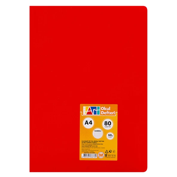 Kulinart Pp Kapak A4 80 Yaprak Kareli Defter