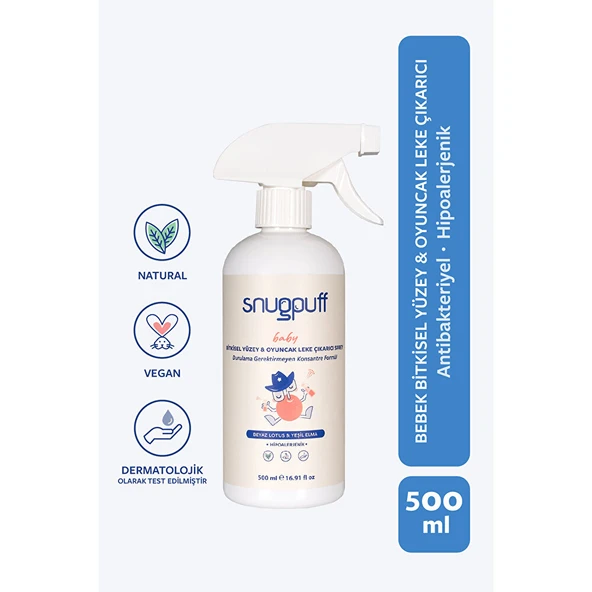 Bitkisel Bebek Yüzey  Oyuncak Leke Çıkarıcı Sprey, Hipoalerjenik Vegan Çok Amaçlı 500ml - 2