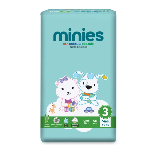 Minies Bebek Bezi Midi 3 Beden 4-9 Kg 50 Adet