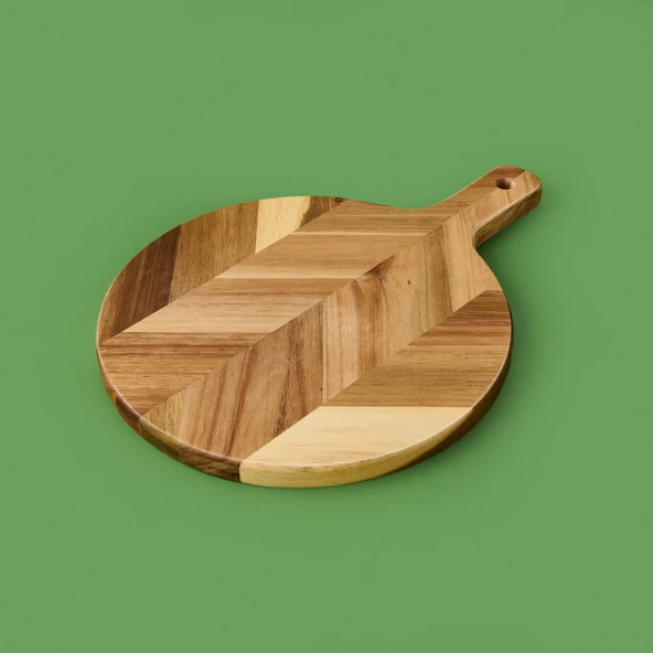 Akasya Yuvarlak Kesim Tahtası - Kahverengi - 30 cm