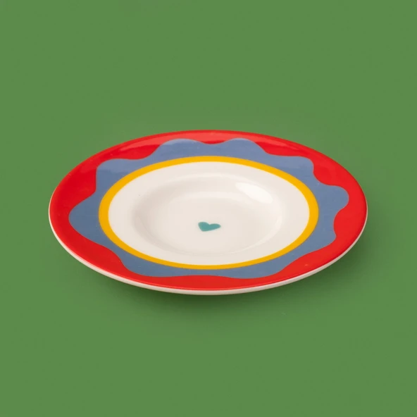 Kitchen Granny Çay Tabağı - Kırmızı / Yeşil - 13 cm - 2