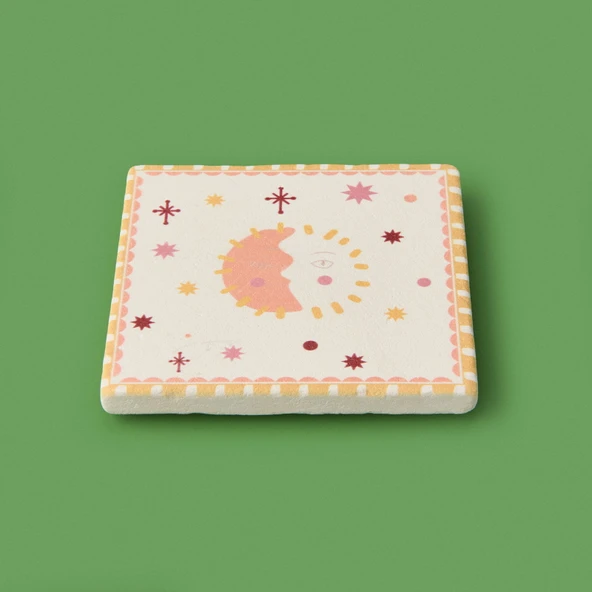 Kitchen Moon Sun Bardak Altlığı - Renkli - 10 cm - 3