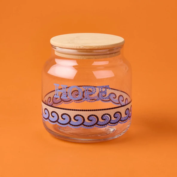 Blue Mosaiq Hope Kapaklı Cam Kavanoz - Renkli - 635 ml ürün görseli