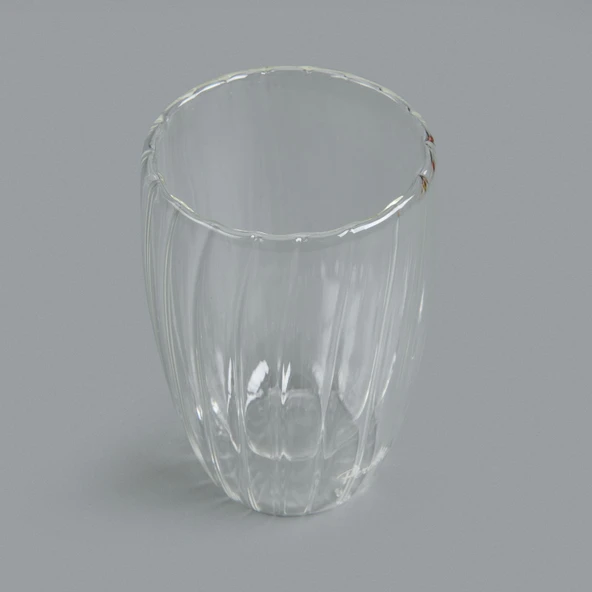 Stripe Çift Cidarlı Bardak - Şeffaf - 450 ml - 3