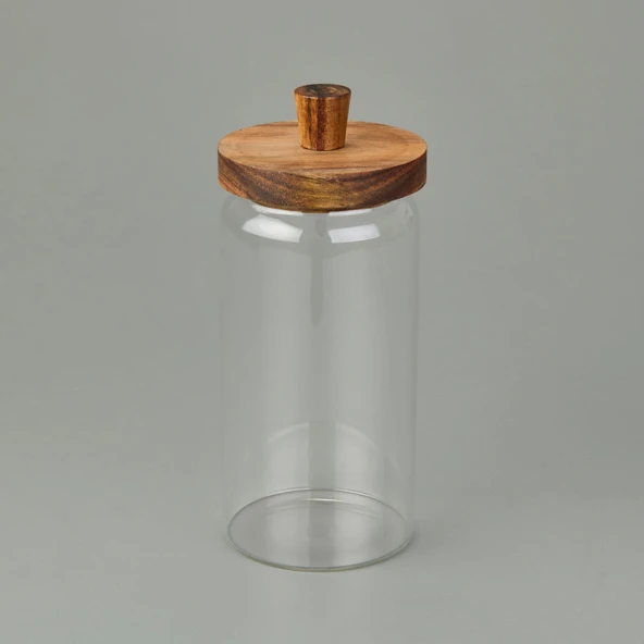 Akasya Kapaklı Kavanoz - Kahverengi / Şeffaf - 950 ml ürün görseli 1