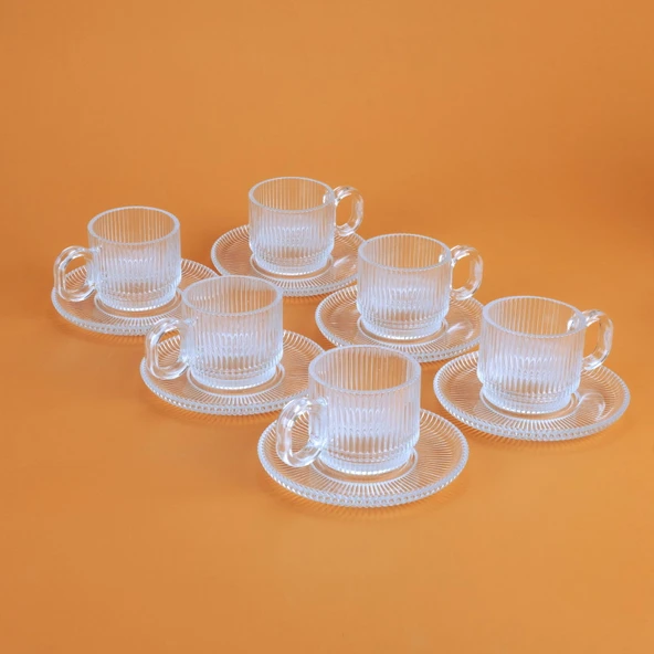 Salvador 12 Parça Çay Fincanı Seti - Şeffaf - 2