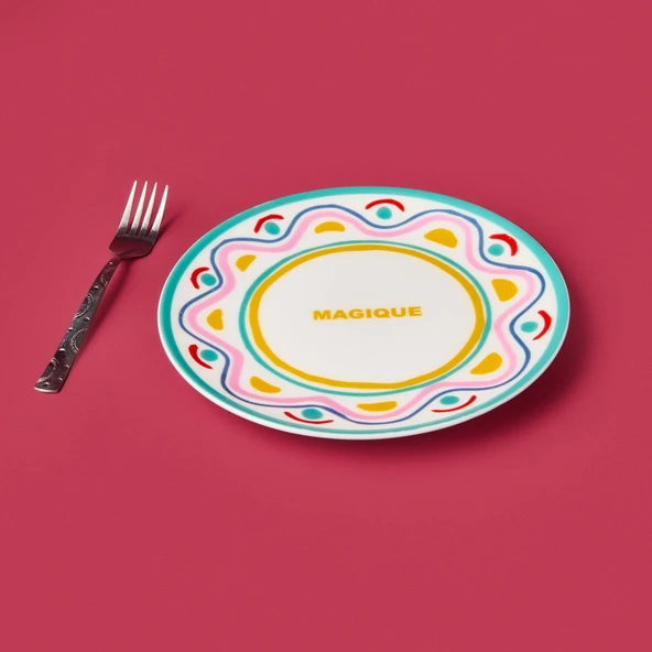 Kitchen Magique Pasta Tabağı - Renkli - 19 cm - 2