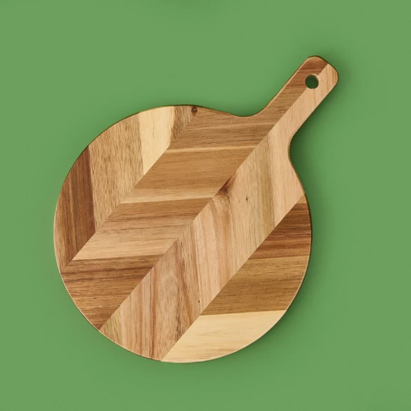 Akasya Yuvarlak Kesim Tahtası - Kahverengi - 30 cm - 3