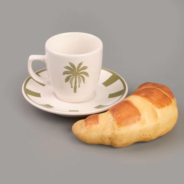Kitchen Palm 4 Parça Kahve Fincanı Takımı - Renkli - 90 ml - 3