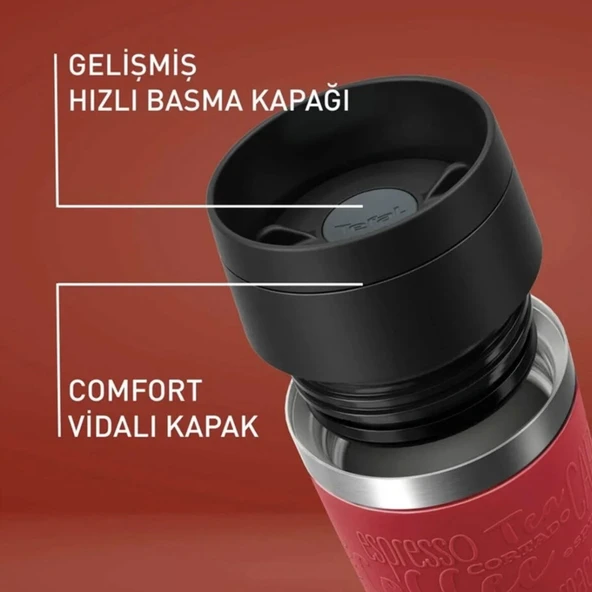 Travel Mug Termos - Kırmızı - 360 ml - 3
