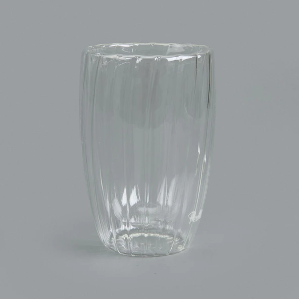 Stripe Çift Cidarlı Bardak - Şeffaf - 450 ml - 2