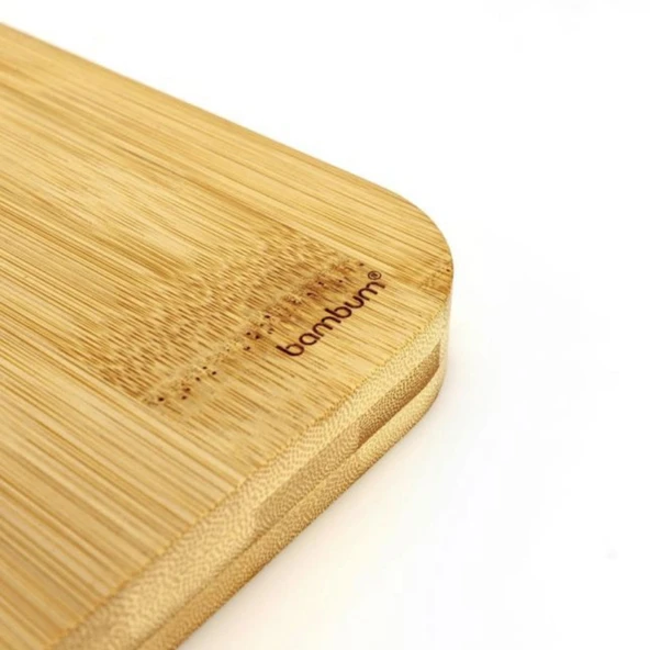 Zoe Paslanmaz Çelik Kulplu Kesme Tahtası - Açık Kahverengi - 44 cm - 2