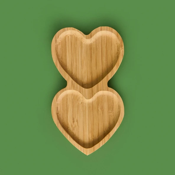 Amor 2 Bölmeli Kalp Çerezlik - Açık Kahverengi - 19,5 cm - 3