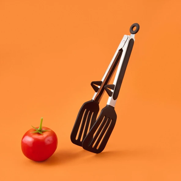 Claviz Metal Saplı Kilit Sistemli Silikon Maşa - Gri / Siyah - 2