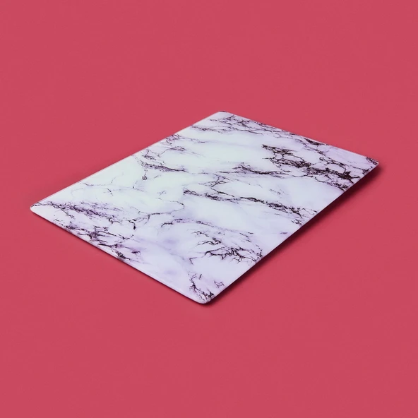 Mermer Desenli Cam Kesme Tahtası - Beyaz - 30x40 cm - 3