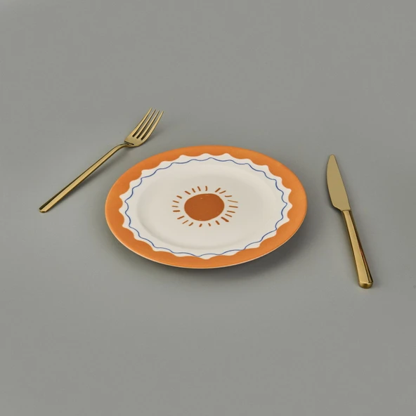 Kitchen Sun Tatlı ve Kahvaltı Tabağı - Krem / Sarı - 21 cm