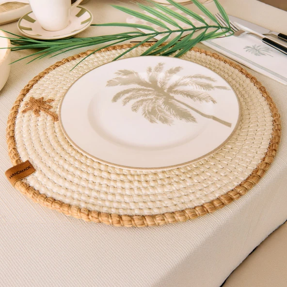 Kitchen Palm Tatlı ve Kahvaltı Tabağı - Krem / Bej - 21 cm