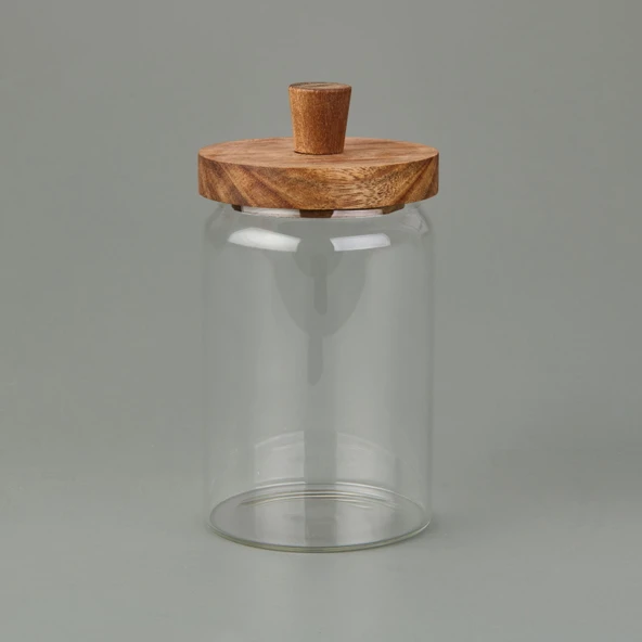 Akasya Kapaklı Cam Kavanoz - Kahverengi / Şeffaf - 700 ml ürün görseli