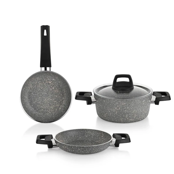 Eternal 3'lü Tencere Seti - Gri / Siyah - 3