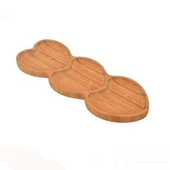 Amor 3 Bölmeli Kalp Çerezlik - Açık Kahverengi - 27 cm - 3