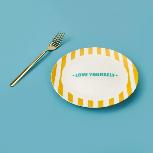 Kitchen Love Yourself Tatlı Tabağı - Sarı - 19 cm - 3