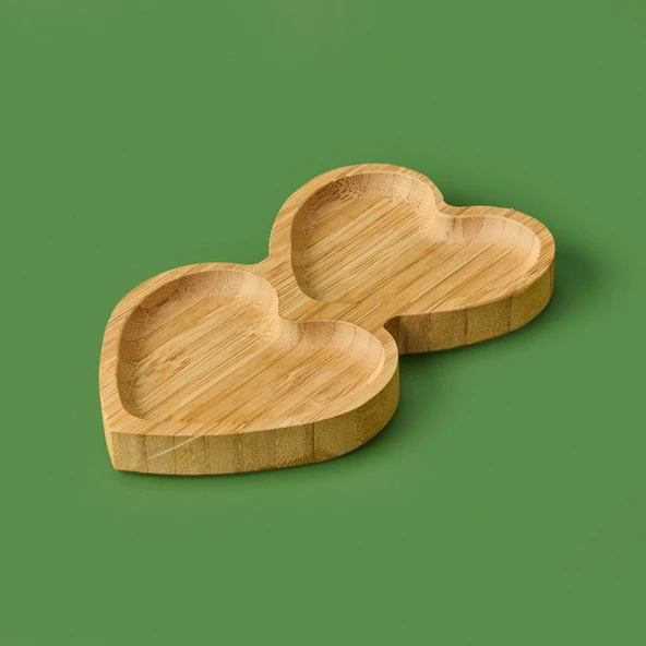 Amor 2 Bölmeli Kalp Çerezlik - Açık Kahverengi - 19,5 cm - 2