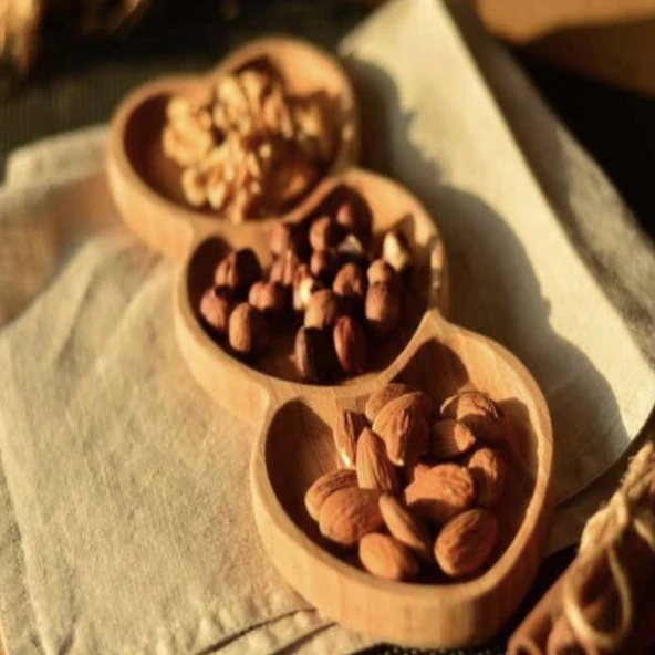 Amor 3 Bölmeli Kalp Çerezlik - Açık Kahverengi - 27 cm - 2