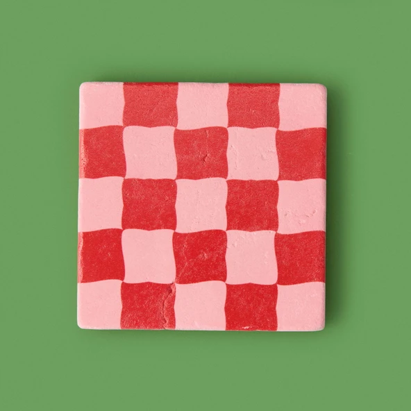 Kitchen Damalı Bardak Altlığı - Renkli - 10 cm