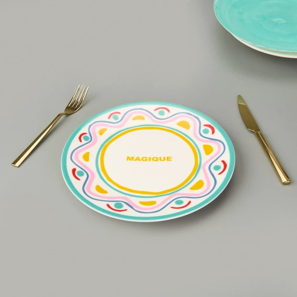 Kitchen Magique Servis Tabağı - Renkli - 25 cm - 2