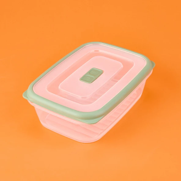 Plastik Saklama Kabı - Şeffaf / Yeşil - 1 lt - 2