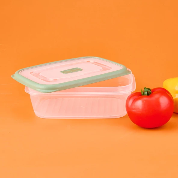 Plastik Saklama Kabı - Şeffaf / Yeşil - 1 lt - 3