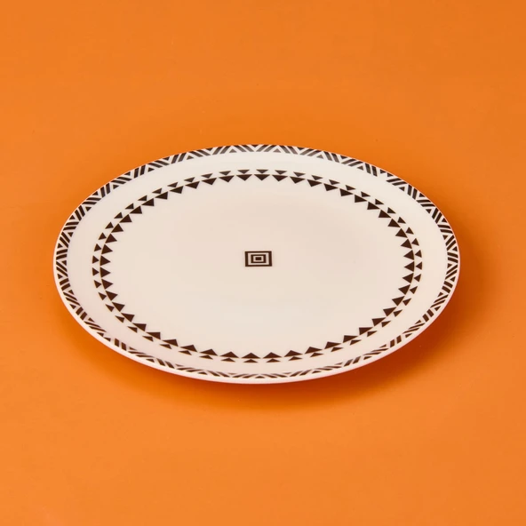 Kitchen Ethnic Pasta Tabağı - Siyah / Beyaz - 19 cm