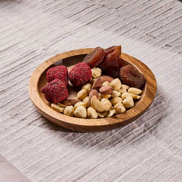 Morry Akasya Yuvarlak Sunum Tabağı - Kahverengi - 15 cm