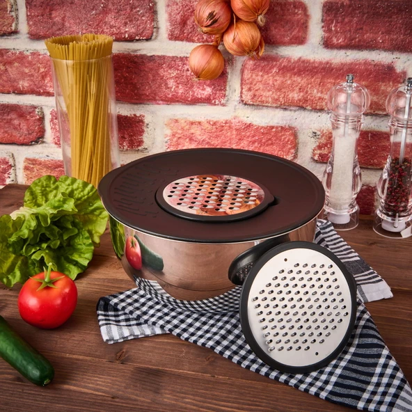 Satin 5 Parça Karıştırma Seti - Inox / Siyah - 4,6 lt