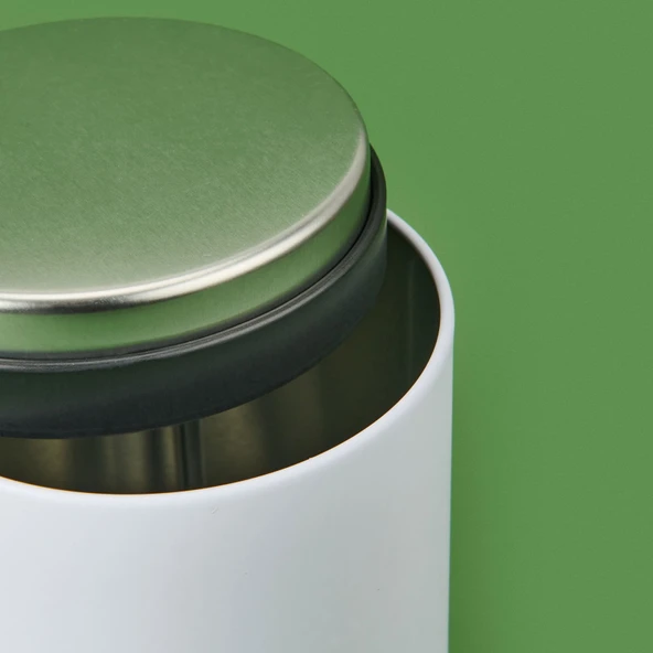 Metal 3'lü Saklama Kabı - Beyaz / Siyah - 3