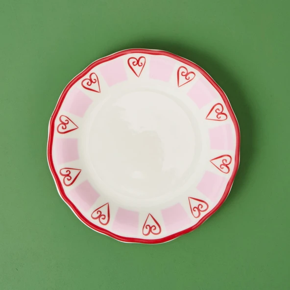 Kitchen Love Tatlı Tabağı - Pembe / Beyaz - 20 cm - 2