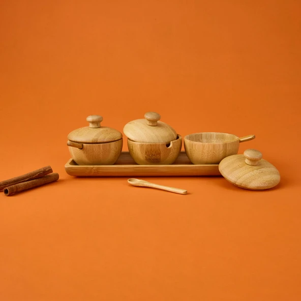 Bambu Baharatlık Seti - Açık Kahverengi - 2