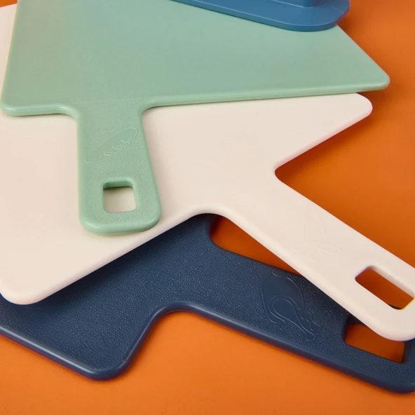 3'lü Stantlı Kesme Tahtası Seti - Renkli - 25 cm - 3